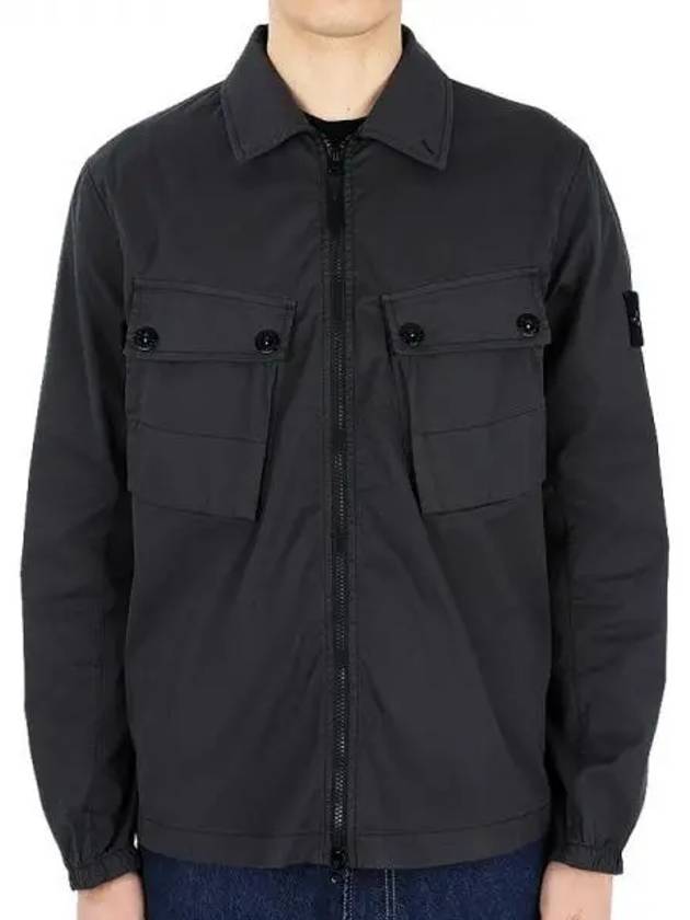 Men's Wappen Patch Two-Pocket Overshirt Zip-Up Jacket Dark Grey - STONE ISLAND - BALAAN 2