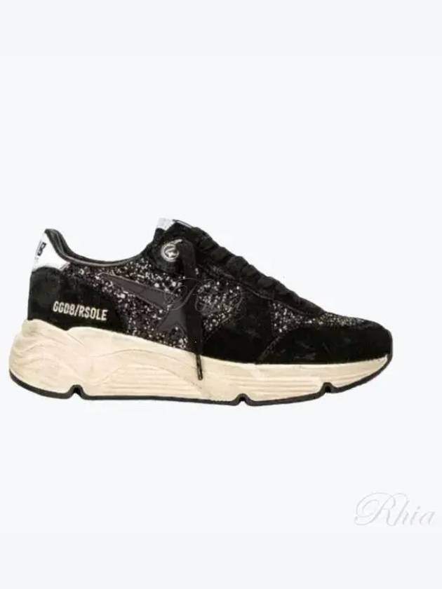 Women's Running Sole Glitter Leather Low Top Sneakers Black - GOLDEN GOOSE - BALAAN 2