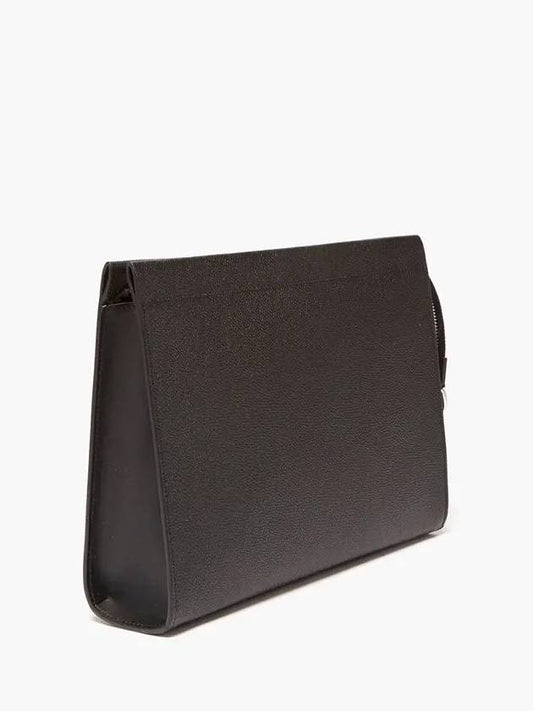 Maison Margiela 4bar stitch logo grain leather top zipper clutch bag black - MAISON MARGIELA - BALAAN 2