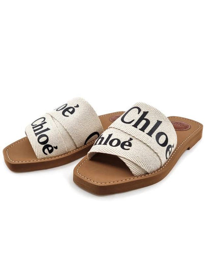 Woody Logo Flat Mule Slippers White - CHLOE - BALAAN 2