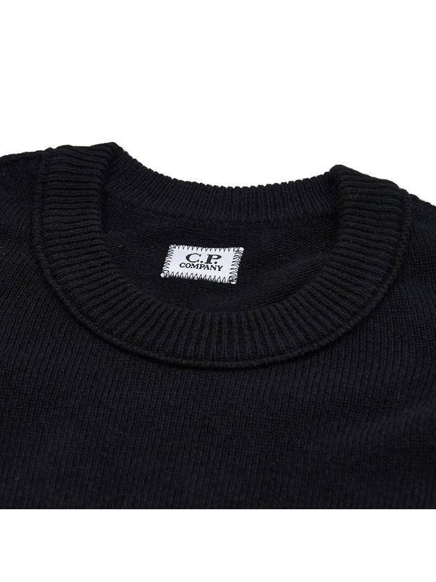 Lambswool GRS Crew Neck Knit Top Black - CP COMPANY - BALAAN 5