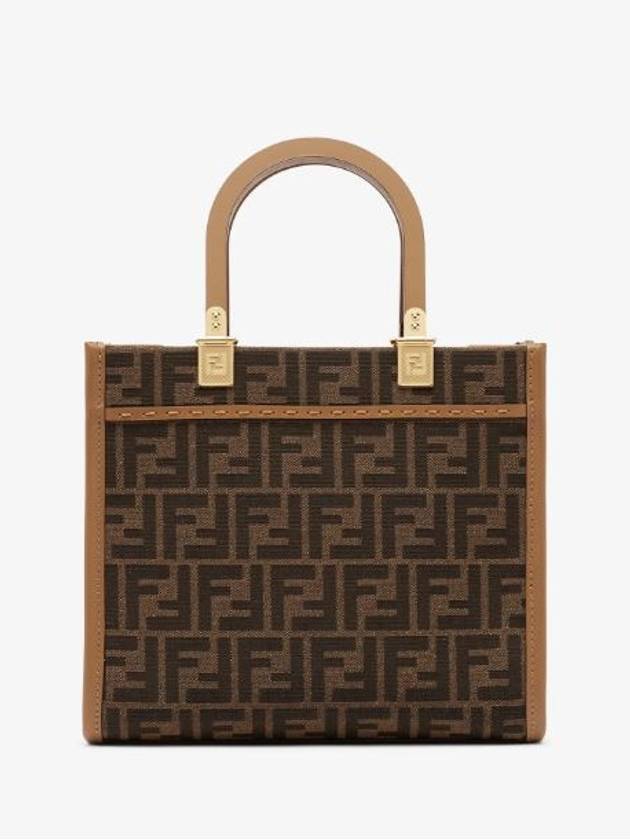 Sunshine FF Jacquard Fabric Small Tote Bag Brown - FENDI - BALAAN 4