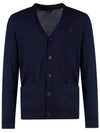 Men's Logo V-neck Wool Cardigan Navy - POLO RALPH LAUREN - BALAAN 1