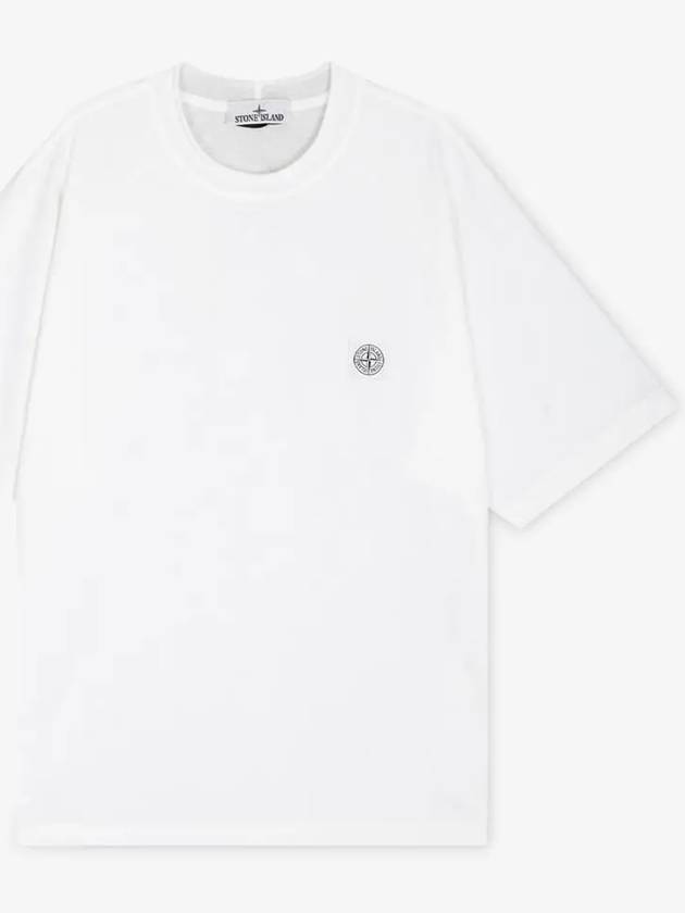 Compass Patch Regular Fit Cotton Short Sleeve T-Shirt White - STONE ISLAND - BALAAN 3