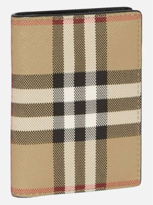 Vintage Check Leather Half Wallet Beige - BURBERRY - BALAAN 2