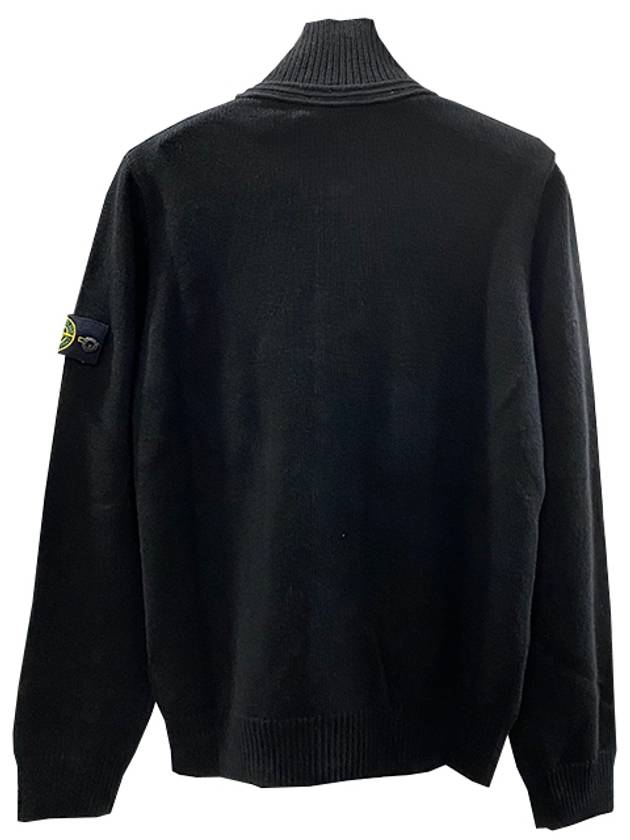 Kids Waffen Patch Full Zip Up Knit Cardigan Black - STONE ISLAND - BALAAN 4