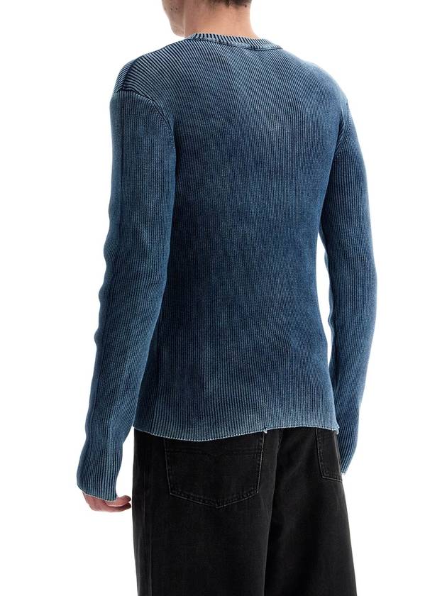 blue peacoat vertical ribbed cotton sweater - DIESEL - BALAAN 3