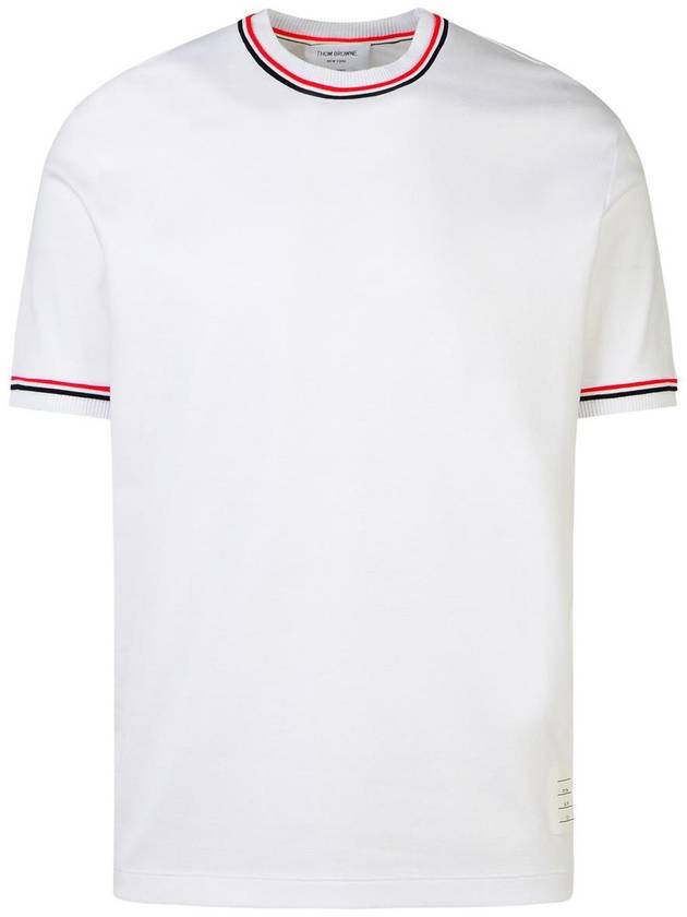 RWB Trimmed Cotton Short Sleeve T-Shirt White - THOM BROWNE - BALAAN 2