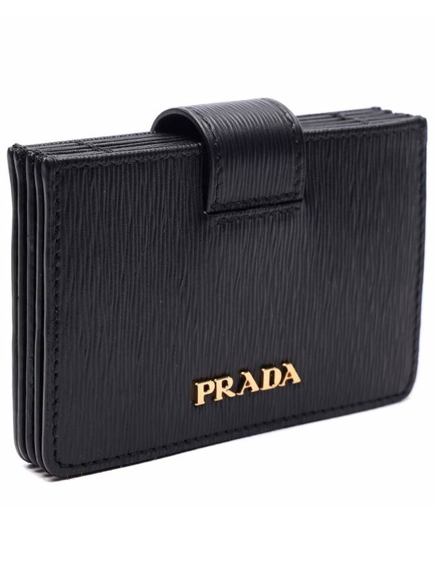 Gold Hardware Leather Card Wallet Black - PRADA - BALAAN 4