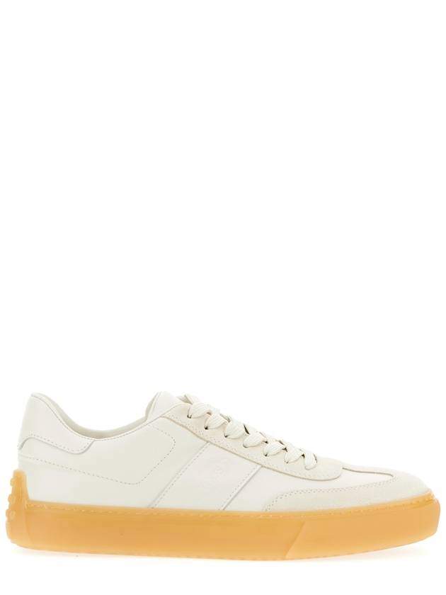 Round Toe Leather Low Top Sneakers White - TOD'S - BALAAN 3