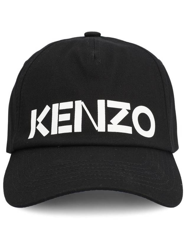 Paris Logo Print Cotton Ball Cap Black - KENZO - BALAAN 3