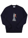 Men's Oly Empire Fox Cotton Sweatshirt Navy - MAISON KITSUNE - BALAAN 2