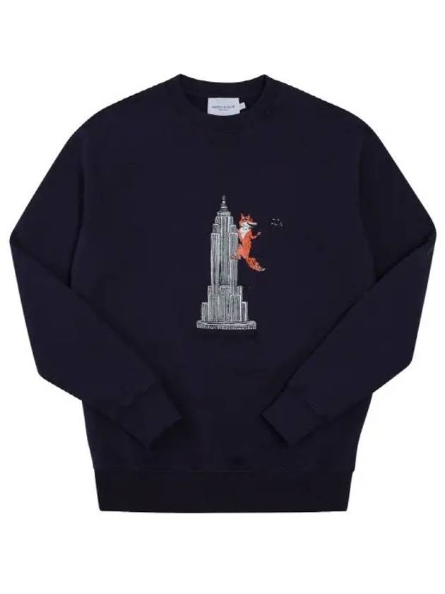 Men's Oly Empire Fox Cotton Sweatshirt Navy - MAISON KITSUNE - BALAAN 3