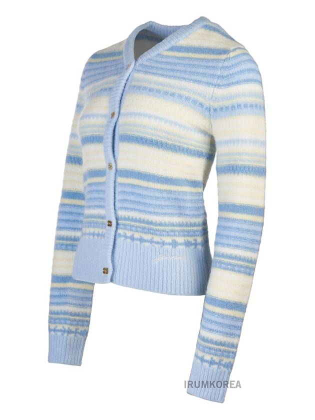 Striped Soft Wool Cardigan Light Blue - GANNI - BALAAN 3