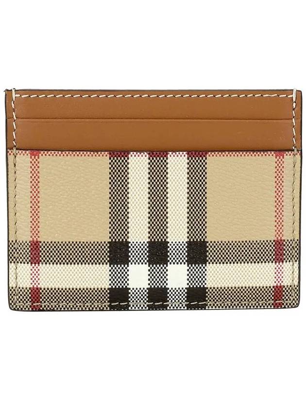 Check Print Leather Card Holder Beige - BURBERRY - BALAAN 3