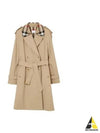 Women's Check Trim Cotton Gabardine Waterloo Trench Coat Beige - BURBERRY - BALAAN 2