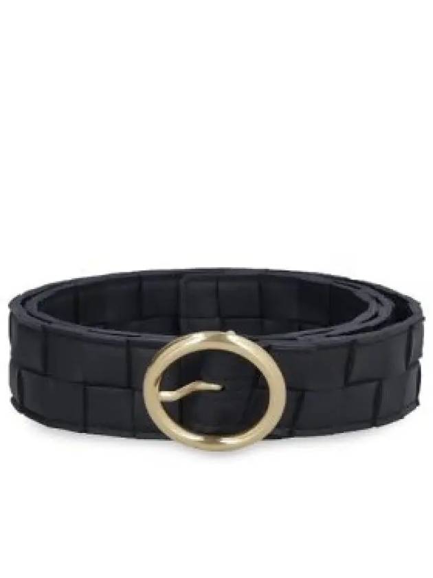 Maxi Intrecciato Leather Belt Black - BOTTEGA VENETA - BALAAN 2