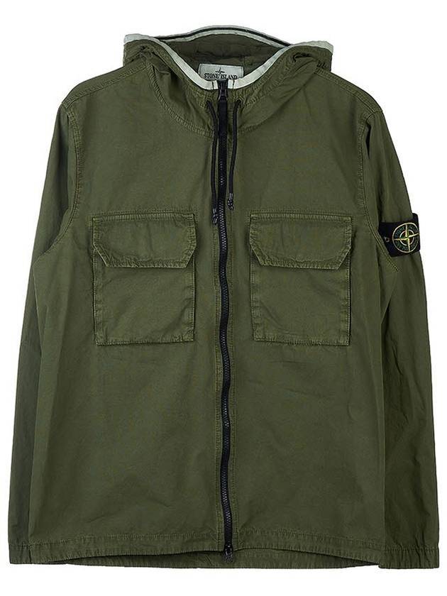 Wappen Patch Old Treatment Hooded Zip Up Olive Green - STONE ISLAND - BALAAN 1