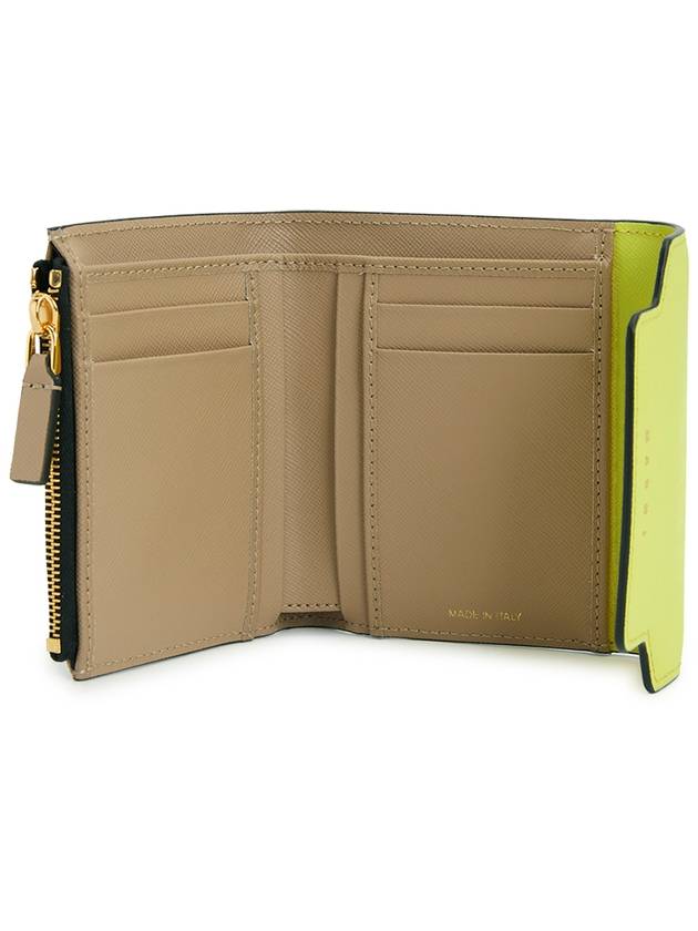 Saffiano Tri-Fold Half Wallet Yellow - MARNI - BALAAN 6