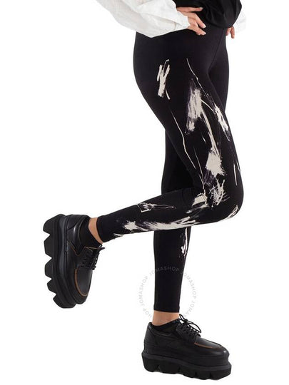 Y'S Ladies Black Splatter Print Leggings, Brand Size 2 (Small) - YOHJI YAMAMOTO - BALAAN 2