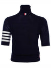 Fine Merino 4 Bar Relaxed Short Sleeve Turtleneck Navy - THOM BROWNE - BALAAN 3