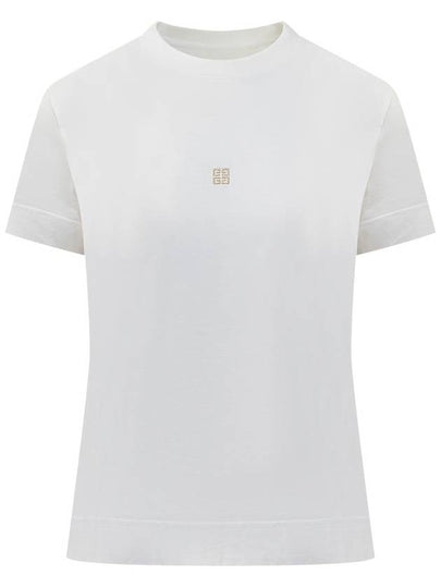 Embroidered Logo Cotton Short Sleeve T-Shirt White - GIVENCHY - BALAAN 2