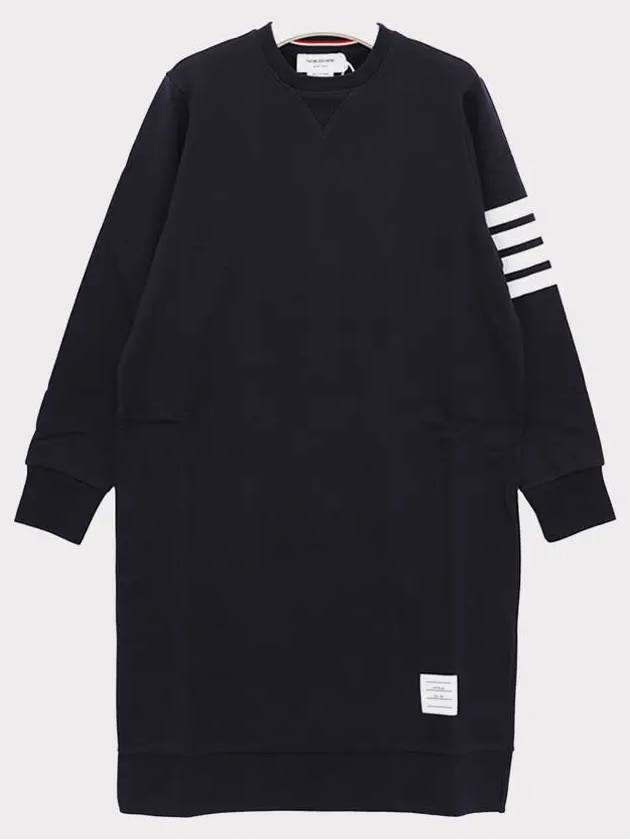 Classic Loopback 4-Bar Sweater Midi Dress Light Navy - THOM BROWNE - BALAAN 3