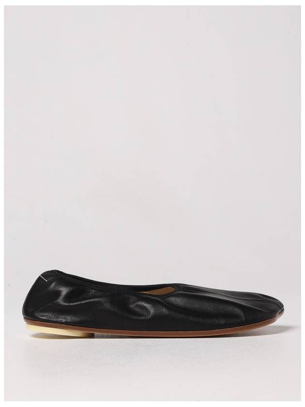 Women's Scarpa Square Toe Leather Flat Black - MAISON MARGIELA - BALAAN 8