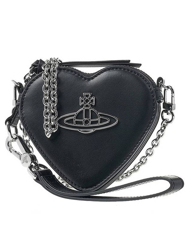 ORB Heart Chain Leather Cross Bag Black - VIVIENNE WESTWOOD - BALAAN 1