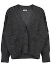 Women's Mohair V-Neck Cardigan Grey - BRUNELLO CUCINELLI - BALAAN 11