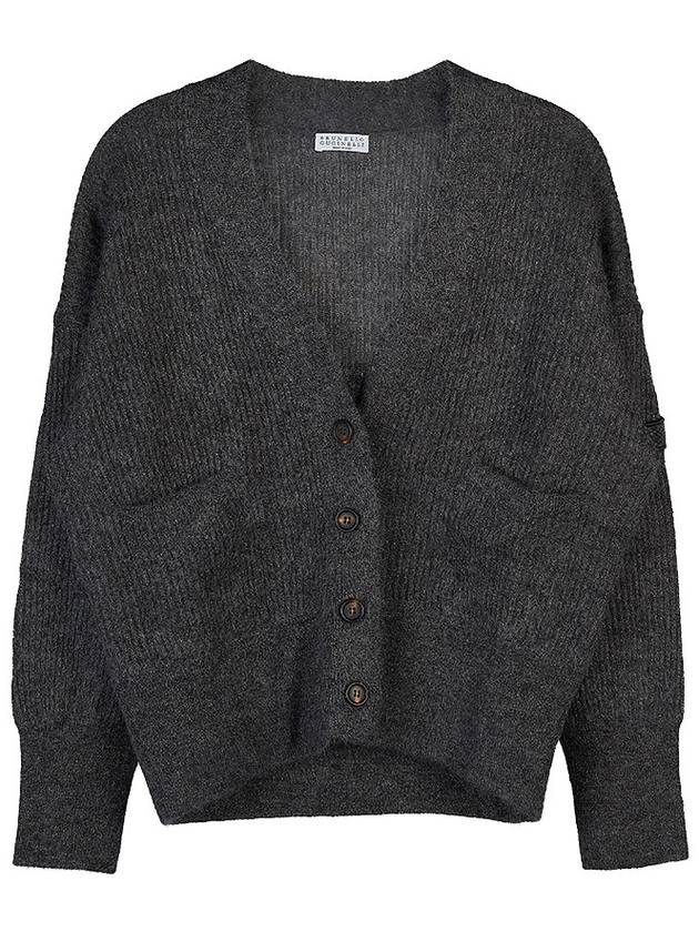 Women's Mohair V-Neck Cardigan Grey - BRUNELLO CUCINELLI - BALAAN 11