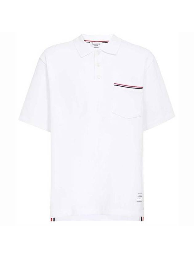 RWB Pocket Interlock Cotton Short Sleeve Polo Shirt White - THOM BROWNE - BALAAN 1