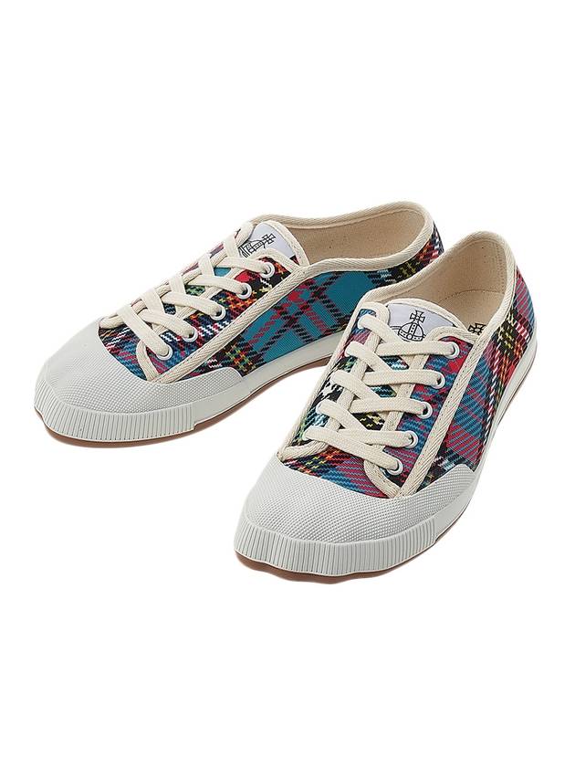 Tartan Logo Print Low Top Sneakers - VIVIENNE WESTWOOD - BALAAN 1