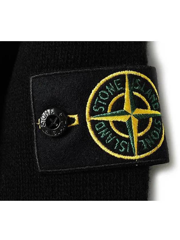 Waffen Patch Round Neck Wool Knit Top Black - STONE ISLAND - BALAAN 5