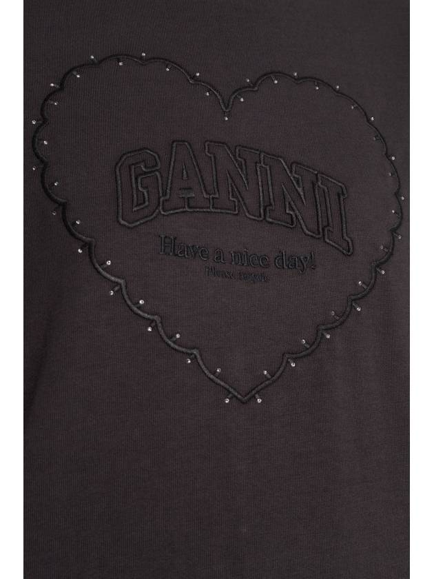 Ganni T-shirt With Logo, Women's, Grey - GANNI - BALAAN 5