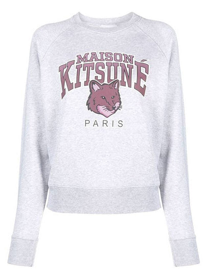 Campus Fox Print Cotton Sweatshirt Light Grey Melange - MAISON KITSUNE - BALAAN 2