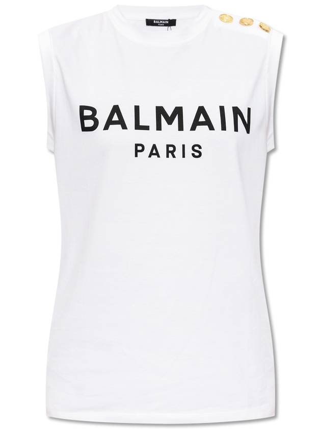 Balmain Sleeveless T-shirt With Logo, Women's, White - BALMAIN - BALAAN 1