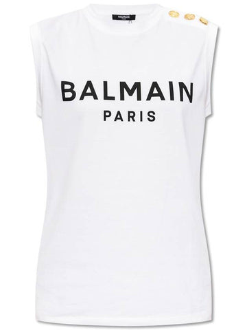 Balmain Sleeveless T-shirt With Logo, Women's, White - BALMAIN - BALAAN 1