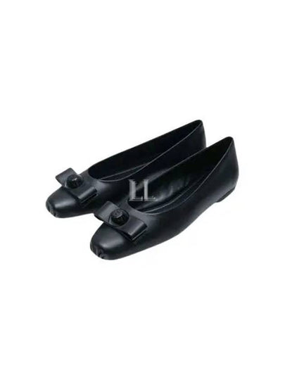 Vara Bow Metallic Leather Flats Black - SALVATORE FERRAGAMO - BALAAN 2