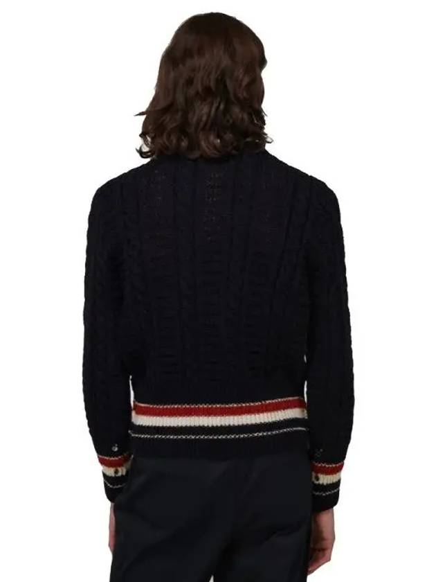 Men's Donegal Filey Stitch Striped Knit Top Navy - THOM BROWNE - BALAAN 5