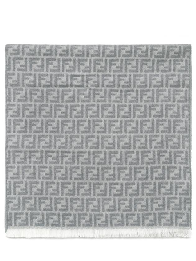 FF Jacquard Wool Muffler Grey - FENDI - BALAAN 2