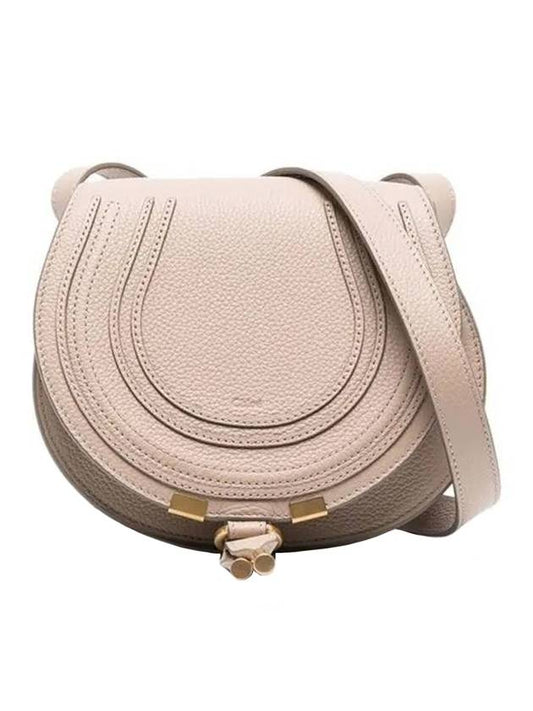 Marcie Saddle Small Grained Leather Cross Bag Beige - CHLOE - BALAAN 1