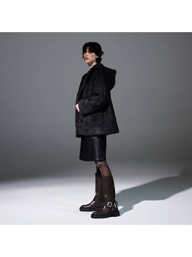 Hood Fur Coat Charcoal Gray - AACA - BALAAN 3