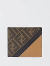 FF Logo Fabric Half Wallet Brown - FENDI - BALAAN 3