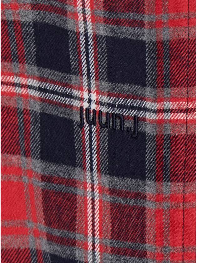 Red Oversized Shirt With Check Motif In Cotton Man - JUUN.J - BALAAN 3