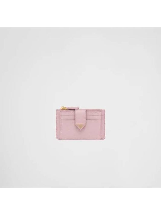 Saffiano Smooth Leather Card Wallet Pink - PRADA - BALAAN 1