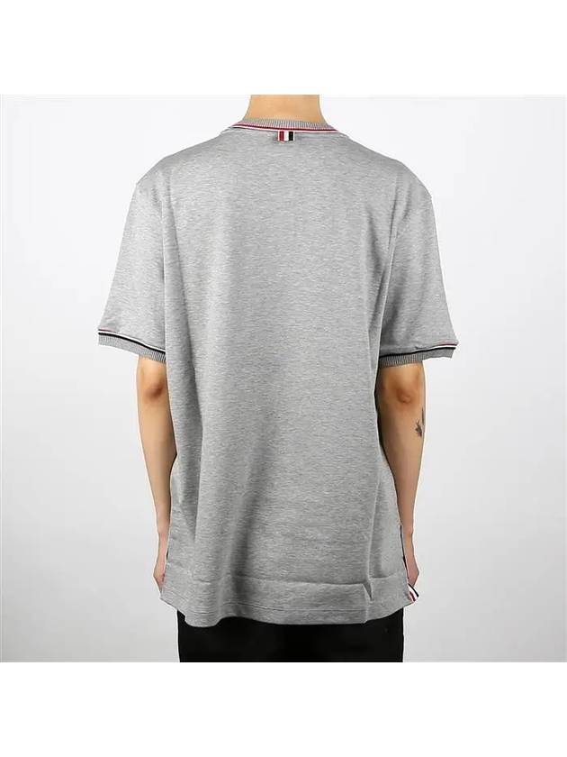 RWB Trimmed Cotton Short Sleeve T-Shirt Grey - THOM BROWNE - BALAAN 4