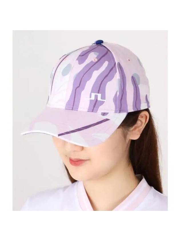 Women's Asta Print Ball Cap Paradise Monstera Pink - J.LINDEBERG - BALAAN 1