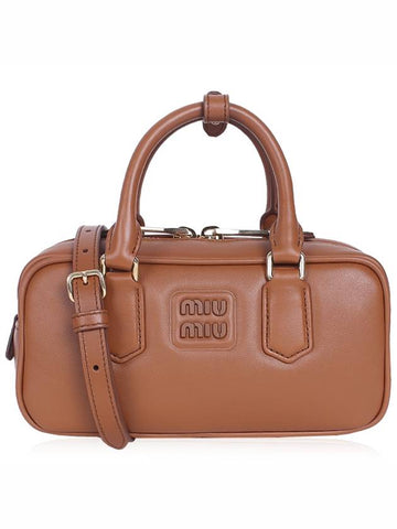 Women's Arcadie Leather Tote Bag Cognac - MIU MIU - BALAAN 1