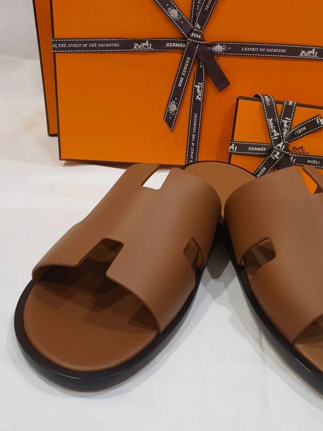 Izmir Leather Slippers Gold - HERMES - BALAAN 7